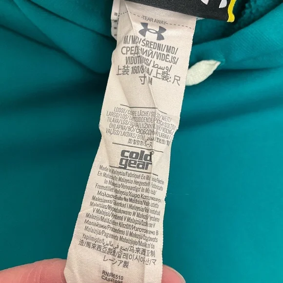 Under Armour Teal Cold Gear Hooded Sweatshirt - Picture 8 of 9